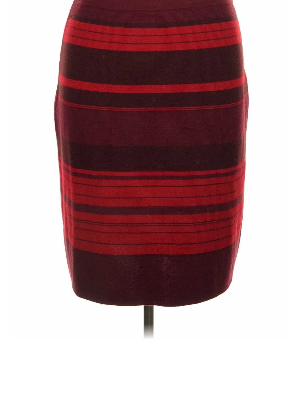 Anne Klein Burgundy and Red Striped Pencil Skirt Sz XL